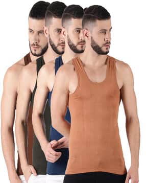 dollar lehar Men Pack of 4 Round-Neck Vest-picture-16