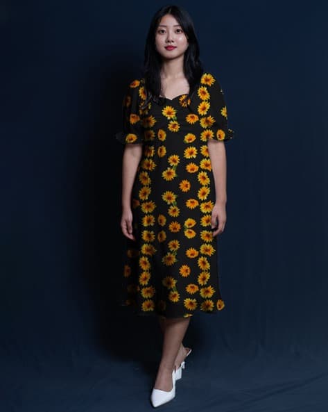 black and yellow dress for women Elegant Black Yellow Satin Prom Dresses with V Neckline Modest Long Pr –  angelaweddings main image 0