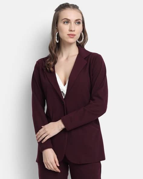 Buy Burgundy Blazers Waistcoats for Women by Golden Kite Online
