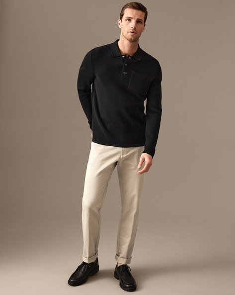 Black shops polo beige pants