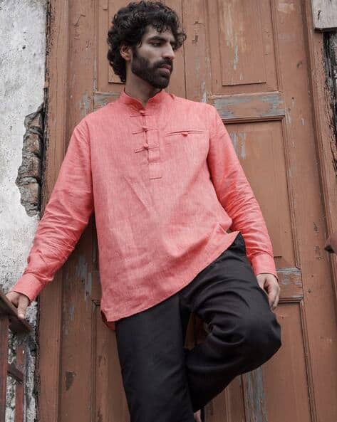 Men Heathered Regular Fit Popover Shirt