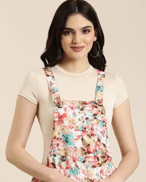 showoff Floral Print Playsuit with Elasticated Waist-picture-6
