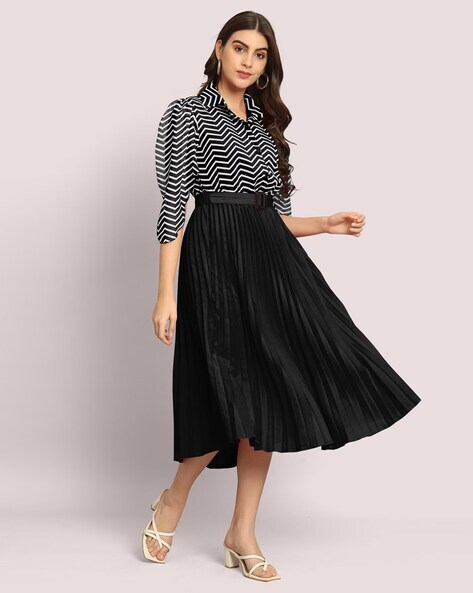 Women Chevron Fit & Flare Dress