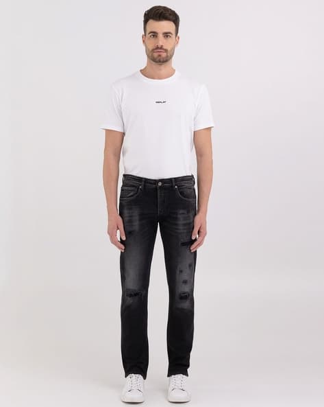 Grover Straight Fit Broken Edge Wash Jeans