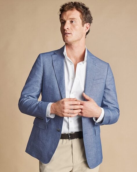 Mens linen jacket blue hotsell