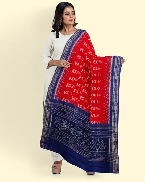 Ikat Print Traditional Sambalpuri Orissa Cotton Dupatta Price in India