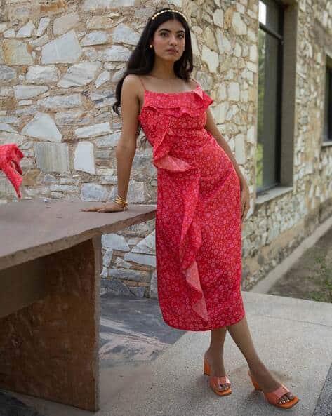 Women Eugenia Floral Print Ruffled A-Line Dress