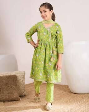 Floral Print Kurta Palazzo Set with Dupatta