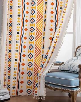 Geometric Print Long Door Curtain