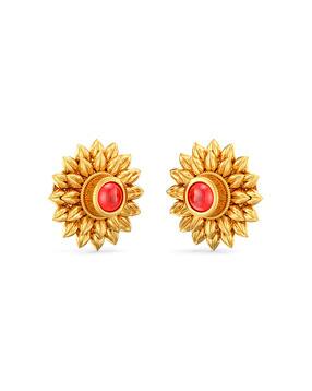 joyalukkas Women Yellow Gold Floral Stud Earrings-picture-22