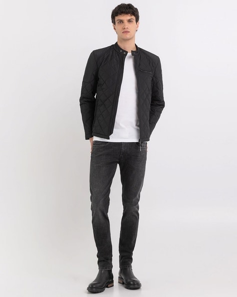 Classic Biker Zip-Front Soft Poly Oxford Jacket