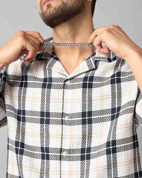 Black And White Gingham Shirt White Club Collar Buy White Shirts