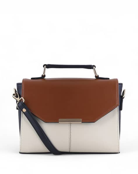 Women Colour-Block Sling Bag with Detachable Strap
