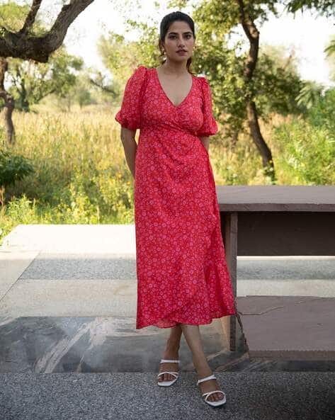 Women Bella Floral Print Wrap Dress