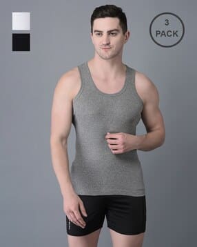 dollar bigboss Men Pack of 2 Ribbed Cotton Vests-picture-33