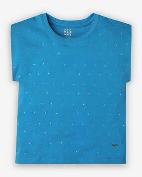 Micro Print Regular Fit Crew-Neck T-Shirt-image-45