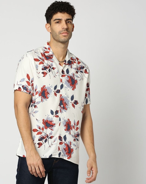 Men Leaf Print Regular Fit Shirt