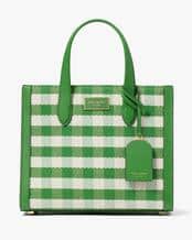 Manhattan Gingham Tweed Fabric Small Tote Bag