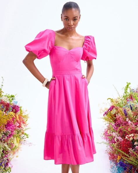 Women Fit Flare Dress with Pocket