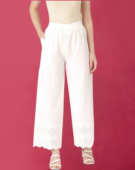 Women Ankle-Length Palazzos with Elasticated Waist Price in India