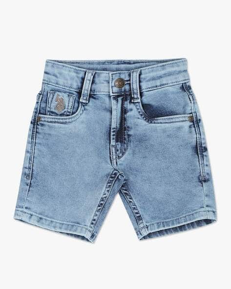 Boys Heavily Washed Slim Fit Denim Shorts