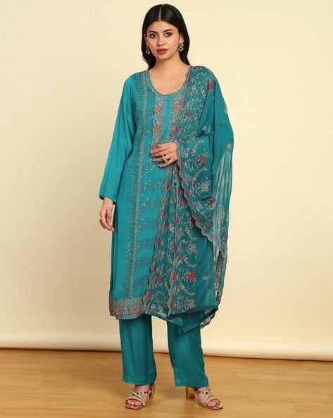 Women Embellished Unstitched Dress Material Price in India