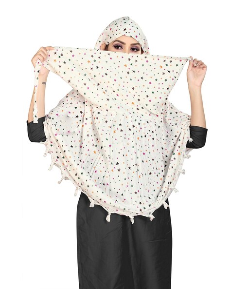 Women Star Print Scarves with Tassels Price in India