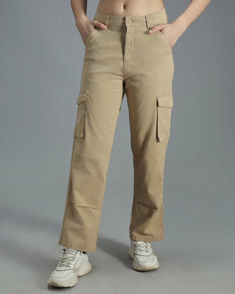 Khaki loose fit pants womens hotsell