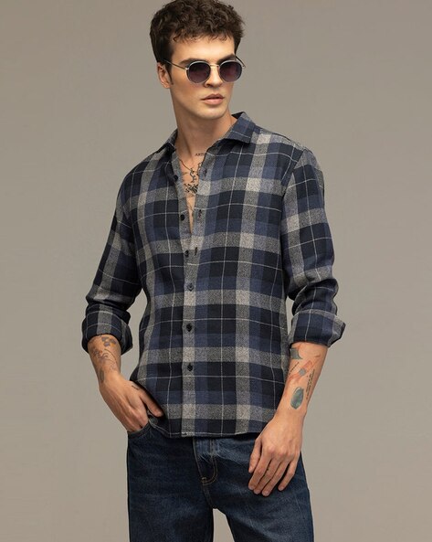 Men Checked Slim Fit Shirt