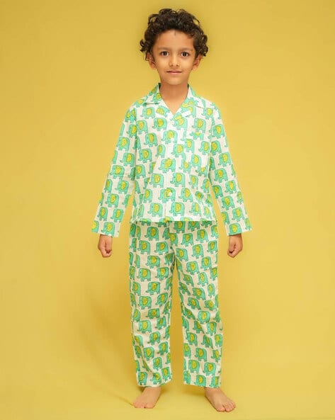 Elephant Print Shirt Pyjamas Set
