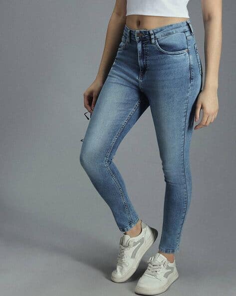 High Star Women Skinny Fit High-Rise Clean Jeans with 5-Pocket Styling