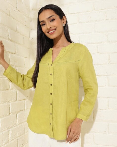 Women Regular Fit Linen Shirt