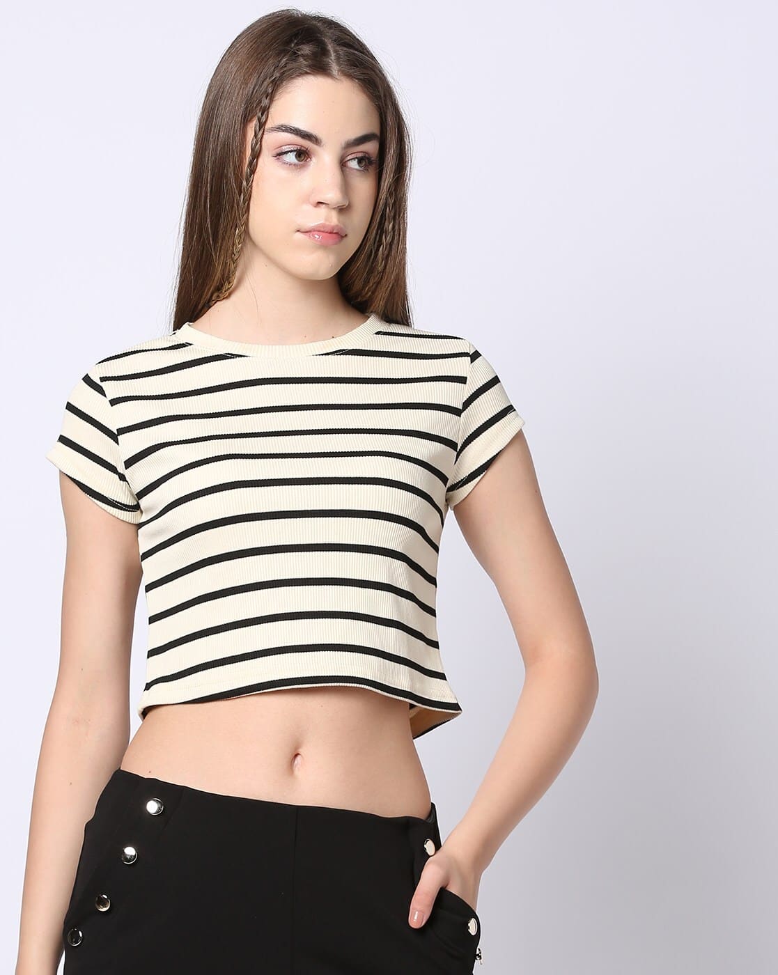 Buy Off-White Black Tops for Women by RIO Online