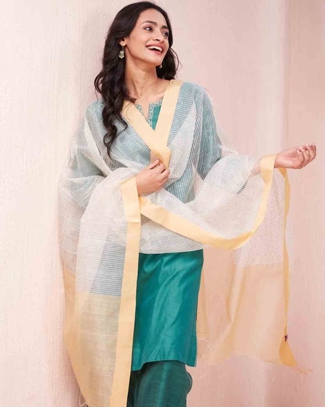 Women Embellished Dupatta with Tassels Price in India