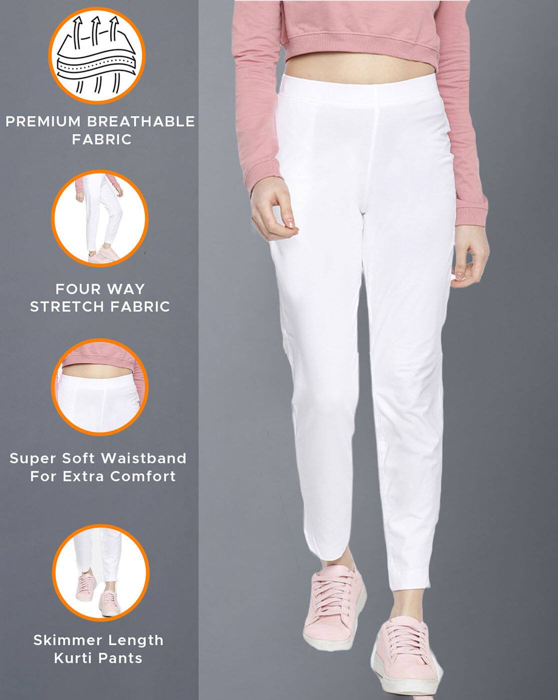 Women Cotton Four-Way Stretchable Kurti Pants