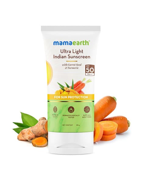 Ultra Light Indian Sunscreen with Carrot Seed Turmeric for Tan Protection  SPF 50 PA