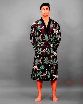 handicraft-palace Men Leaf Print Bathrobe-picture-27
