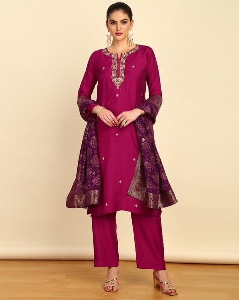 Women Embroidered Unstitched Dress Material Price in India