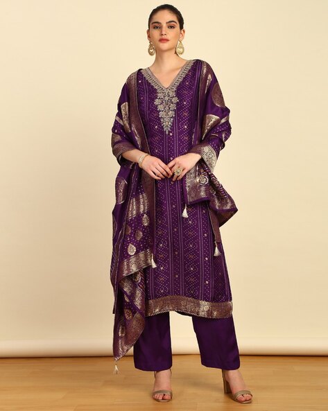 Women Embroidered Unstitched Dress Material Price in India