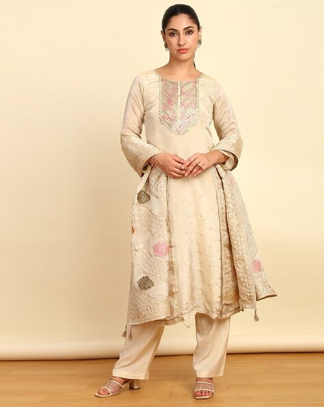 Women Embroidered Unstitched Dress Material Price in India