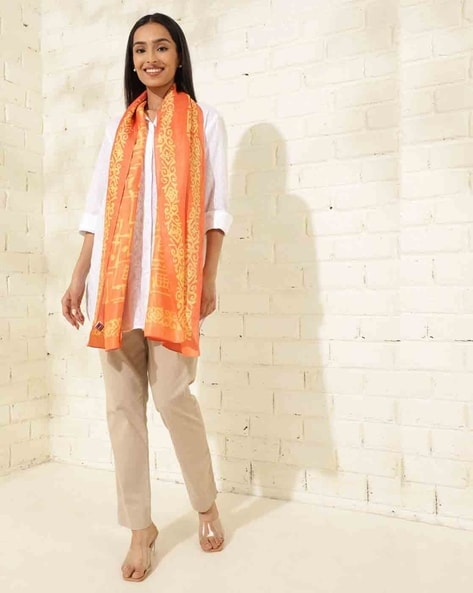Women Printed Stole with Stitched Hem Price in India