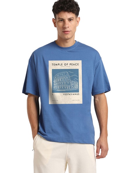 Men Graphic Print Oversized Crew-Neck T-Shirt