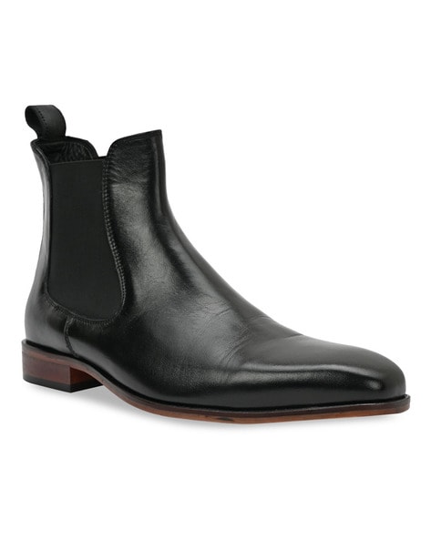 Black round toe chelsea boots on sale