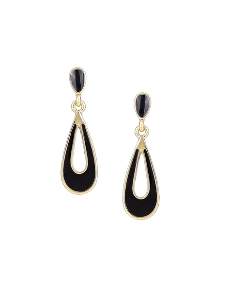 Black Teardrop Earrings, Gold Black Earrings, Teardrop Drop Earrings, Crystal Earrings, Black Gemstone Earrings, on sale Gold Earrings