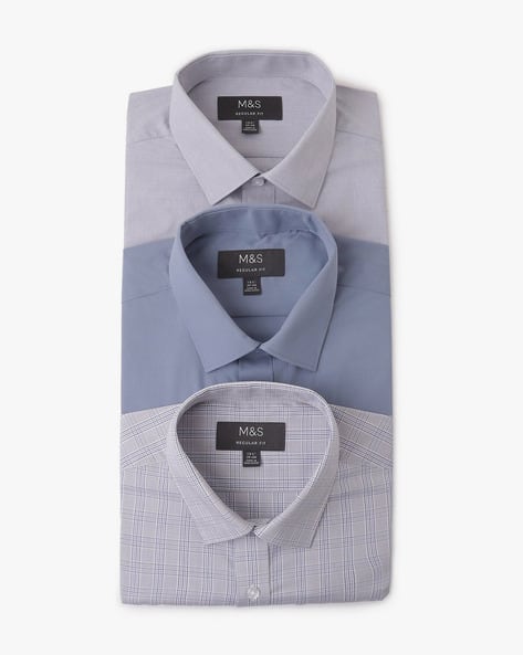 m and s mens dress shirts M&S Collection MENS Luxury Non Iron Shirt Size 15.5 Fitted 39-40 CM Pink Stripe