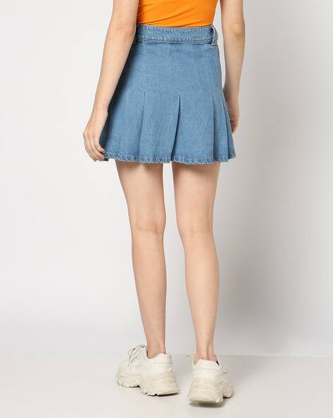 Flared Denim Tight Denim Skirt Topshop Women Lightly Washed