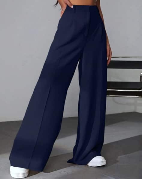 Buy Navy blue Trousers Pants for Women by Broadstar Online