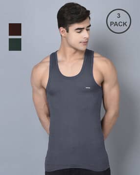 dollar bigboss Pack of 3 Men Regular Scoop-Neck Vests-picture-21