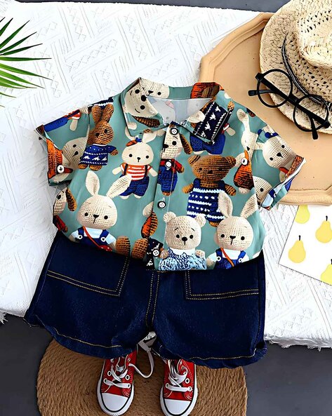 Printed Shirt Shorts Set