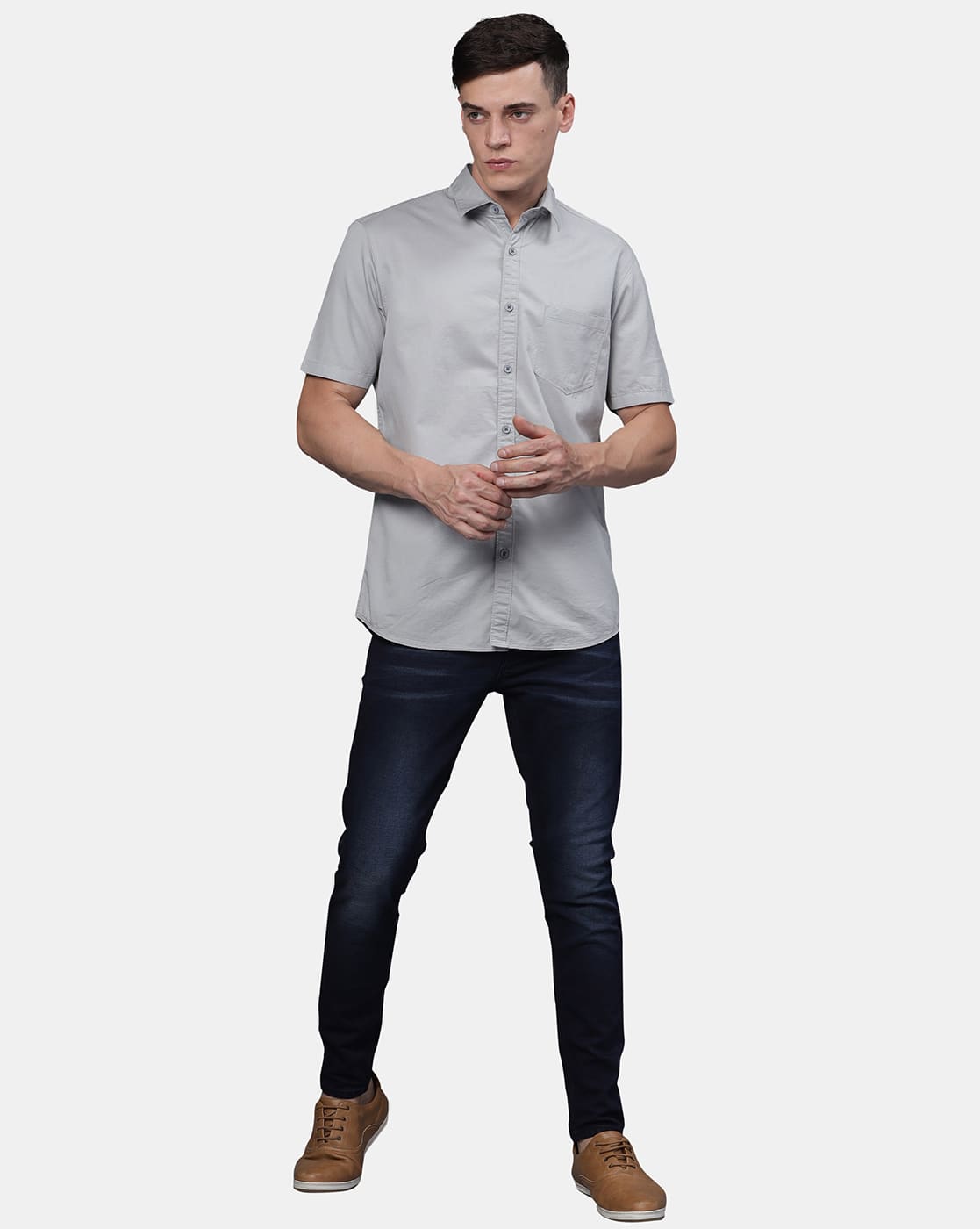 Buy Grey Shirts for Men by T-Base Online | Ajio.com